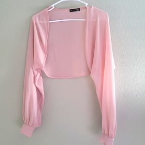NWOT OPEN PINK CARDIGAN SHAWL CROP SIZE S